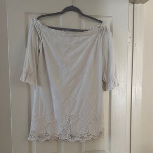 Abercrombie & Fitch Cream Off-Shoulder Blouse 3/4 Sleeve